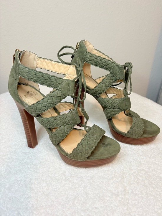 Jessica Simpson Shoes - Olive Green Braided Lace-Up High Heel Sandals Jessica Simpson